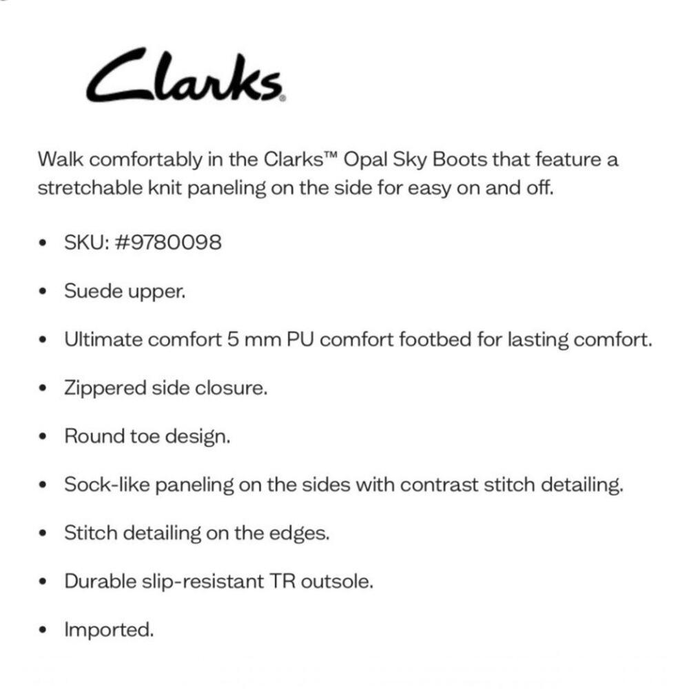 NIB Clarks Opal Sky 9M Black Suede Comfort Ankle Boots Bootie - Picture 11 of 11